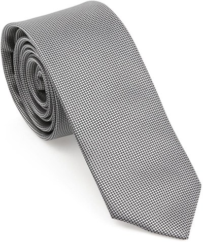Gri Oxford Model Mendilli Slim Kravat- MKAS-9