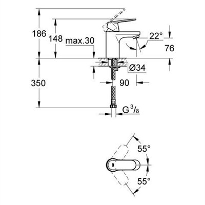 Grohe Lavabo Bataryası Eurosmart Cosm M-Boyut Krom - 23325000