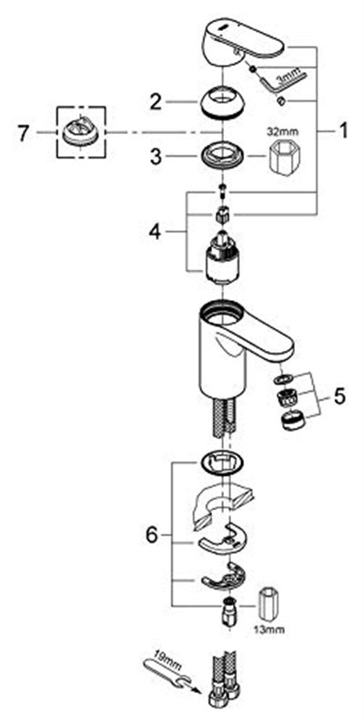 Grohe Lavabo Bataryası Eurosmart Cosm M-Boyut Krom - 23325000