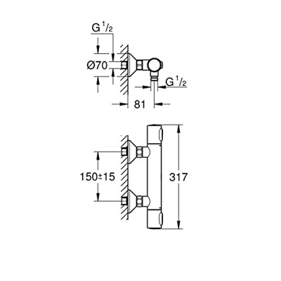 GROHE Precision Flow Termostatik Duş Bataryası, Su Tasarruflu, Krom, 34840000