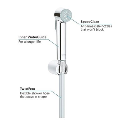 Grohe Vitalio Trigger Sprey Duvar Askı Seti 1 Püskürtme Türü, Krom, 1 Adet, 26175001 - Seçenekler: Tek kişilik, tek kişilik yatak