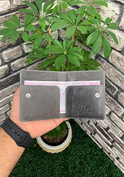 Guard Antik Gri Patlı Tasarım Hakiki Deri Kartlık Erkek/Kadın P5239