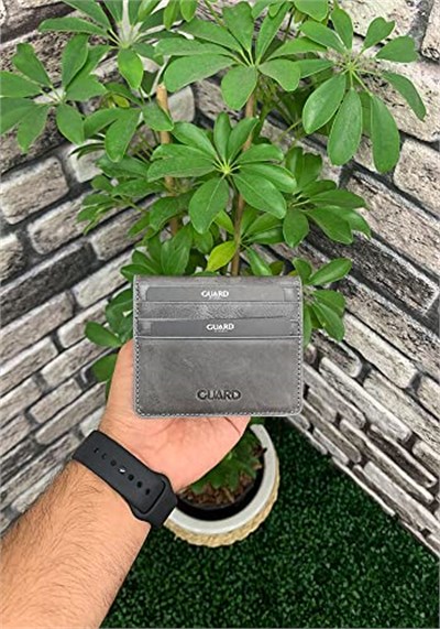 Guard Antik Gri Patlı Tasarım Hakiki Deri Kartlık Erkek/Kadın P5239