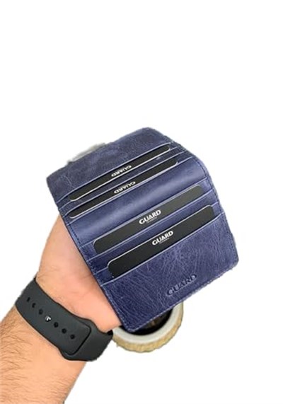 Guard Antik Lacivert Patlı Tasarım Deri Kartlık Erkek/Kadın P5239