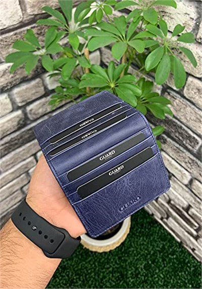 Guard Antik Lacivert Patlı Tasarım Deri Kartlık Erkek/Kadın P5239