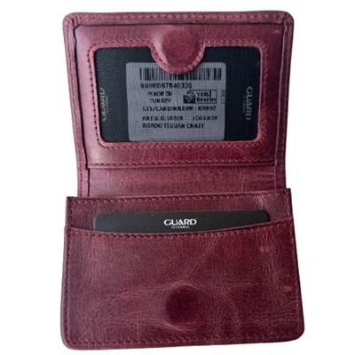 Guard Cüzdan Mini Mıknatıslı Kartlık Kartvizitlik Hakiki Deri 10.5x7.5x2 cm Mini (Bordo)