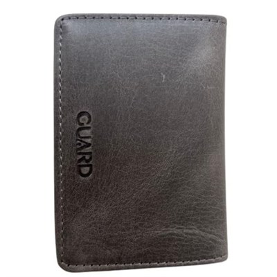 Guard Cüzdan Mini Mıknatıslı Kartlık Kartvizitlik Hakiki Deri 10.5x7.5x2 cm Mini (Gri)