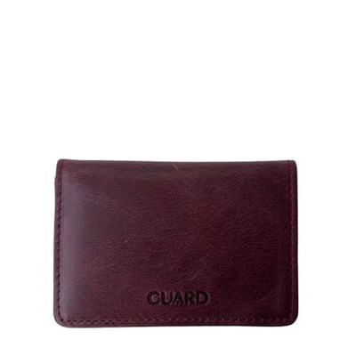 Guard Cüzdan Mini Mıknatıslı Kartlık Kartvizitlik Hakiki Deri 10.5x7.5x2 cm Mini (Bordo)