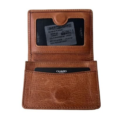 Guard Cüzdan Mini Mıknatıslı Kartlık Kartvizitlik Hakiki Deri 10.5x7.5x2 cm Mini (Taba Renk)
