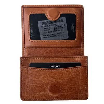 Guard Cüzdan Mini Mıknatıslı Kartlık Kartvizitlik Hakiki Deri 10.5x7.5x2 cm Mini (Taba Renk)