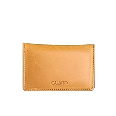 Guard Cüzdan Mini Mıknatıslı Kartlık Kartvizitlik Hakiki Deri 10.5x7.5x2 cm Mini (Sarı-Açık Taba)