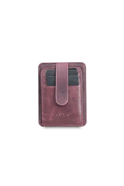 Guard Dikey Crazy Bordo Hakiki Deri Kartlık Erkek/Kadın P5171