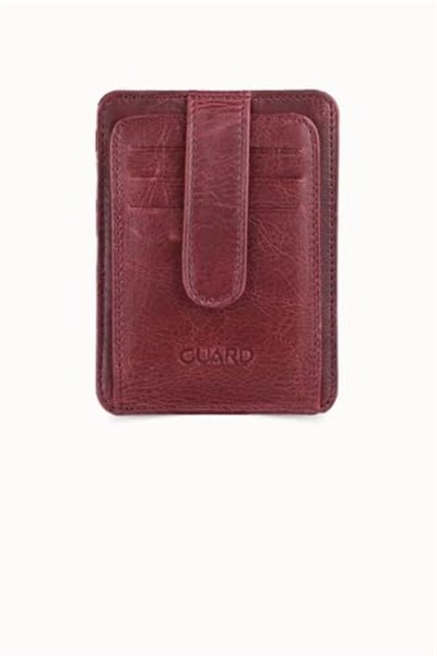 Guard Dikey Crazy Bordo Hakiki Deri Kartlık Erkek/Kadın P5171