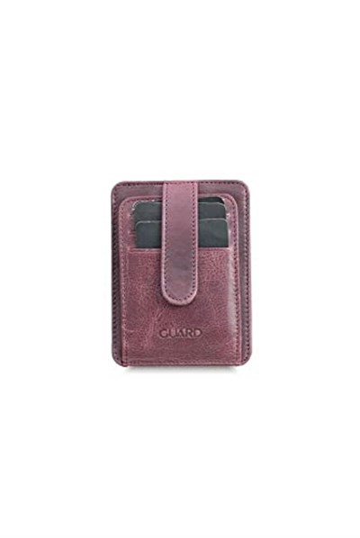 Guard Dikey Crazy Bordo Hakiki Deri Kartlık Erkek/Kadın P5171