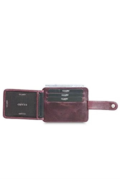 Guard Dikey Crazy Bordo Hakiki Deri Kartlık Erkek/Kadın P5171