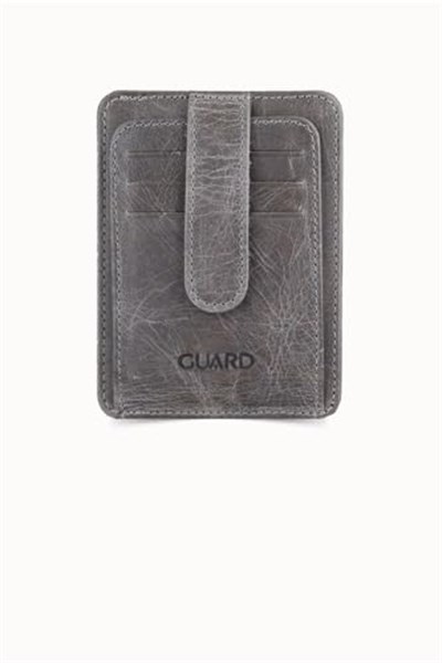 Guard Dikey Crazy Gri Hakiki Deri Kartlık Erkek/Kadın P5171