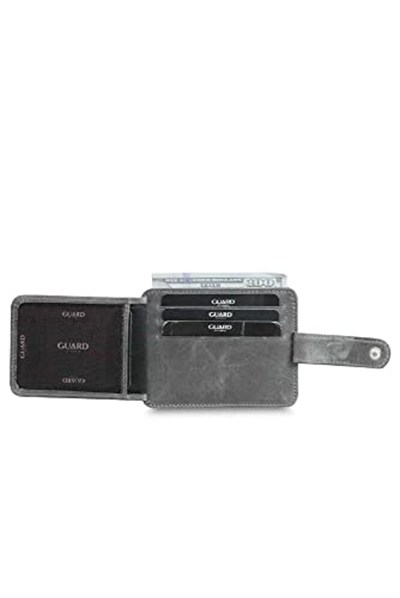Guard Dikey Crazy Gri Hakiki Deri Kartlık Erkek/Kadın P5171