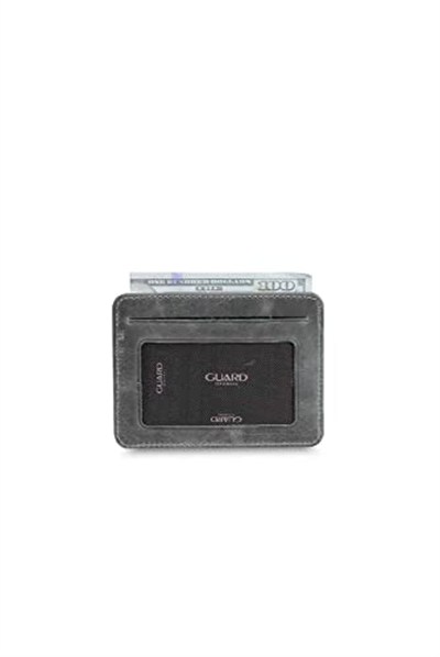 Guard Dikey Crazy Gri Hakiki Deri Kartlık Erkek/Kadın P5171