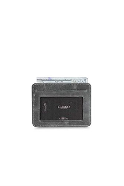 Guard Dikey Crazy Gri Hakiki Deri Kartlık Erkek/Kadın P5171