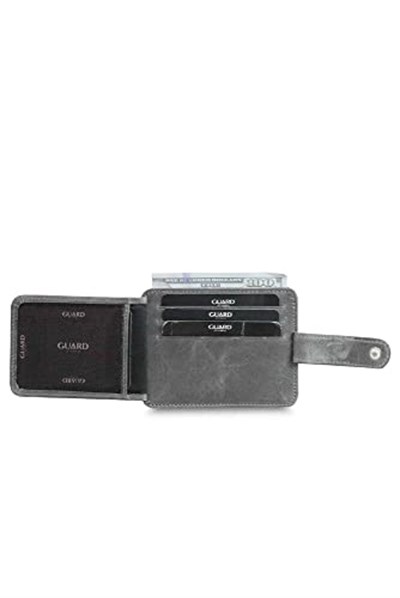 Guard Dikey Crazy Gri Hakiki Deri Kartlık Erkek/Kadın P5171