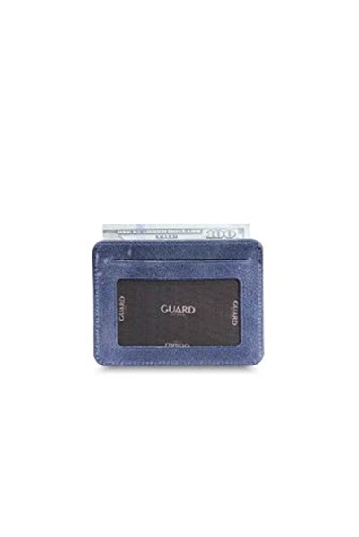Guard Dikey Crazy Lacivert Hakiki Deri Kartlık Erkek/Kadın P5171