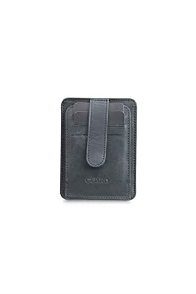 Guard Dikey Crazy Siyah Hakiki Deri Kartlık Erkek/Kadın P5171