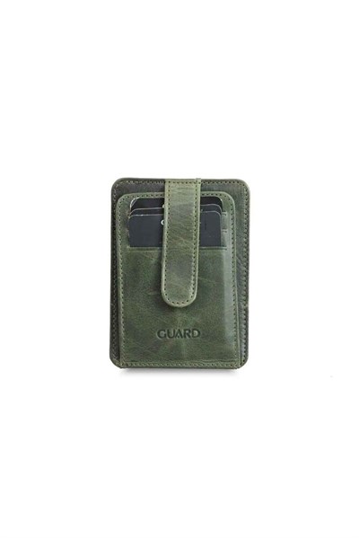 Guard Dikey Crazy Yeşil Hakiki Deri Kartlık Erkek/Kadın P5171