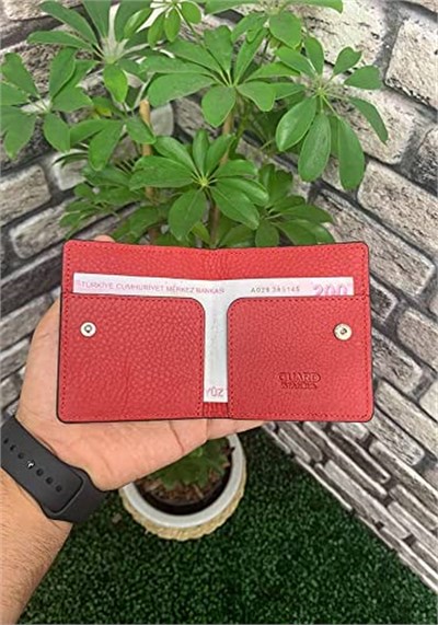 Guard Siyah/Kırmızı Patlı Tasarım Hakiki Deri Kartlık Erkek/Kadın P5239