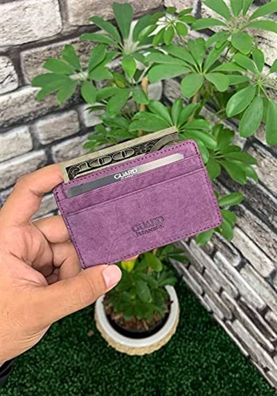 Guard Ultra İnce Mor Nubuk Minimal Hakiki Deri Kartlık Erkek/Kadın P5150