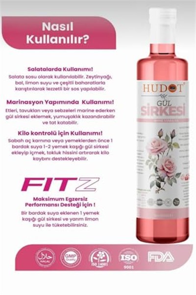Gül Sirkesi Doğal Fermantasyon 500ml HUDOT ORGANİK