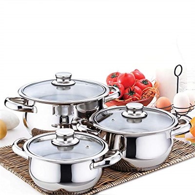 Gülsan Çelik Mini Tencere Set 3 lü Cam Kapaklı 14/16/18cm