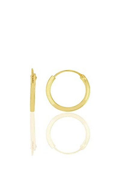 Gümüş altın yaldızlı 14 mm halka küpe