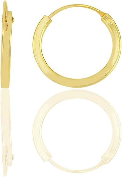 Gümüş altın yaldızlı 14 mm halka küpe