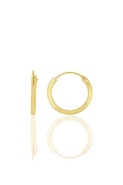 Gümüş altın yaldızlı 14 mm halka küpe