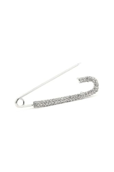 Gümüş Kaplama Kristal Taşlı İskoç İğnesi Broş, Unisex