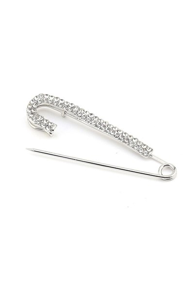 Gümüş Kaplama Kristal Taşlı İskoç İğnesi Broş, Unisex