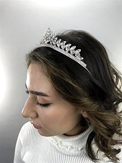 Gümüş Rengi İnce Kristalli Kına Ve Gelin Tacı