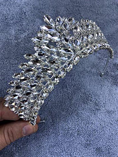 Gümüş Rengi Kristal Taşlı Angelina Model Kına Ve Gelin Tacı