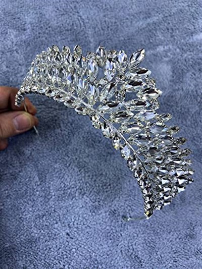Gümüş Rengi Kristal Taşlı Angelina Model Kına Ve Gelin Tacı