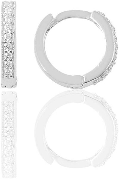 Gümüş rodyumlu zirkon taşlı 10 mm halka küpe Tragus Piercing Helix Kıkırdak Küpesi