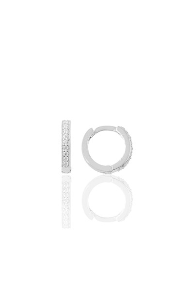 Gümüş rodyumlu zirkon taşlı 10 mm halka küpe Tragus Piercing Helix Kıkırdak Küpesi