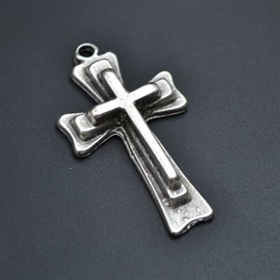 Haç Deri ip Kolye - Gümüş Kaplama - Kadın Erkek Kolye - No:796