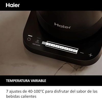 HAIER paslanmaz çelik su ısıtıcısı, enerji tasarrufu, 7 sıcaklık ayarı, sıcak tutma fonksiyonu, bir fincan için kaynatın, 1,7 l, 2200 W [I-Master Series 5]