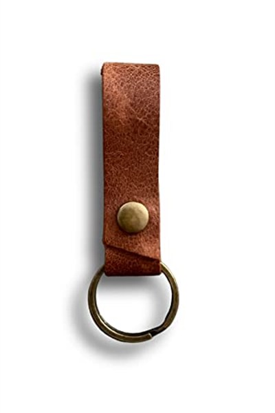 Hakiki Deri Çıt Çıtlı Anahtarlık, Minimal Anahtarlık, Çıt Çıtlı Çantaya Asılabilir Anahtarlık (taba)