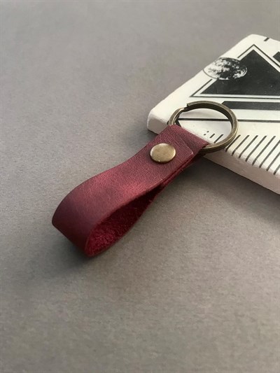 Hakiki Deri Çıt Çıtlı Anahtarlık, Minimal Anahtarlık, Çıt Çıtlı Çantaya Asılabilir Anahtarlık (bordo)