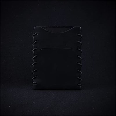 Hakiki Deri Kartlık - Çok Kart Alabilen, Bol Kapasiteli, Esnek, Minimalist Cüzdan - Gerçek Doğal Deri, Kaliteli Hediye, Eşsiz Tasarım, İnce (Siyah)