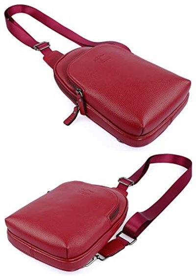 Hakiki Deri Kırmızı Kadın Body Bag Sırt Çantası 8155-KR