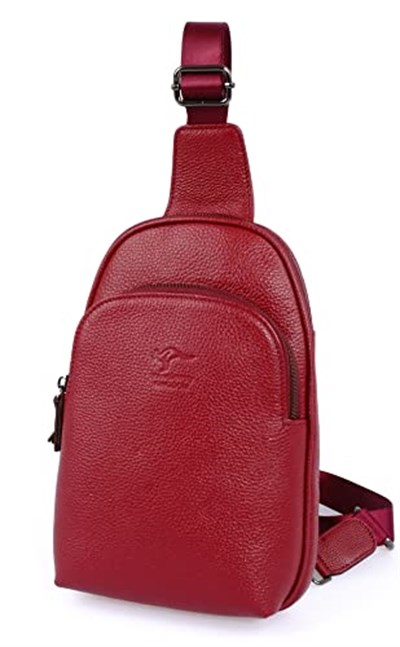 Hakiki Deri Kırmızı Kadın Body Bag Sırt Çantası 8155-KR