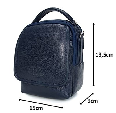 Hakiki Deri Lacivert Erkek Postacı & El Çantası 5511-L