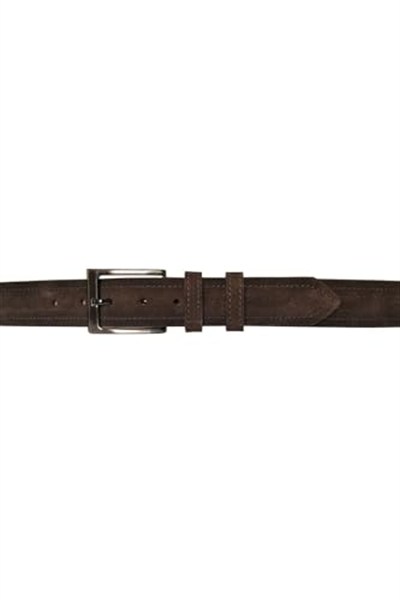 Hakiki Deri Süet Koyu Kahverengi Kemer 4 cm